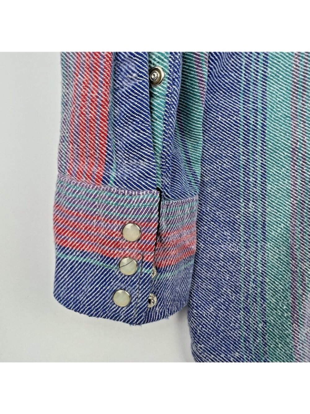 Vintage Saddle King USA Pearl Snap Shacket XL – Striped Cotton Western Cowboy - Picture 4 of 5